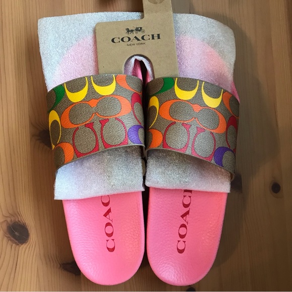 🌈Coach Uli Sport Slide In Rainbow Signature Canvas *Special Edition* 7 8 10 11 - Picture 1 of 9